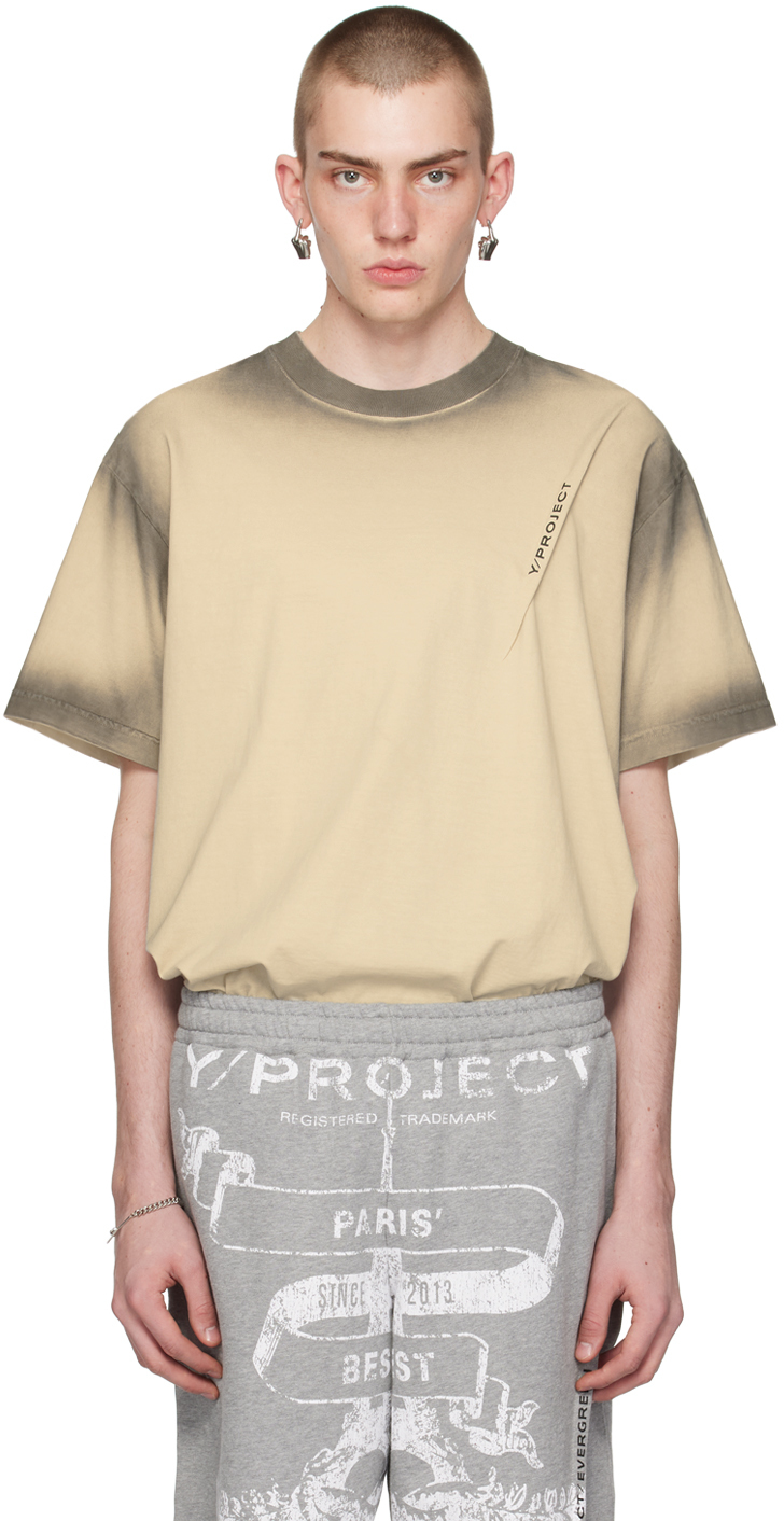 Shop Y/project Beige & Gray Pinched T-shirt In Beige Spray