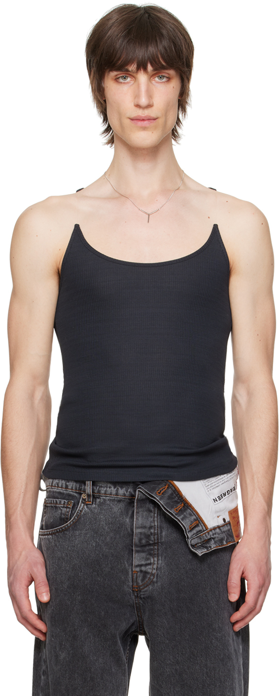 Black Invisible Strap Tank Top by Y/Project on Sale