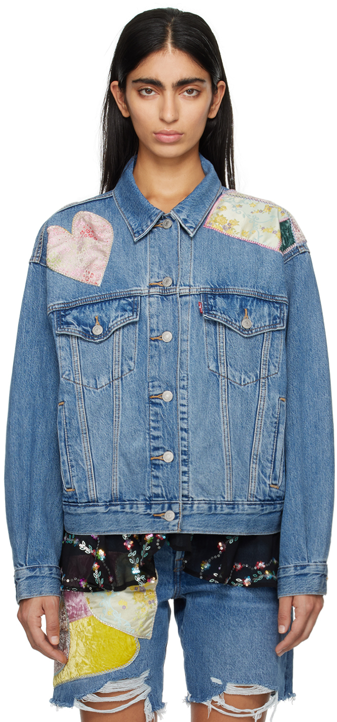Sami, veste à chevrons bleu denim