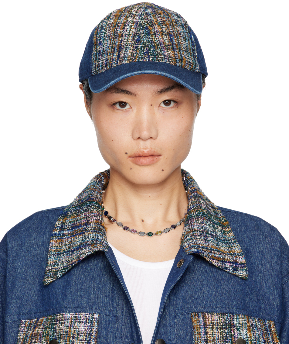 Anna Sui Ssense Exclusive Blue Denim Cap In Multi