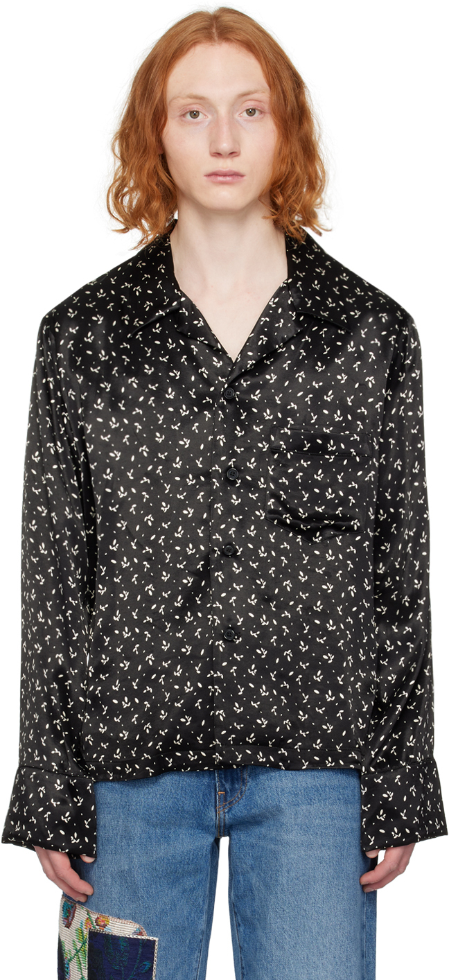 Anna Sui Ssense Exclusive Black Mini Rosebud Shirt In Black Multi