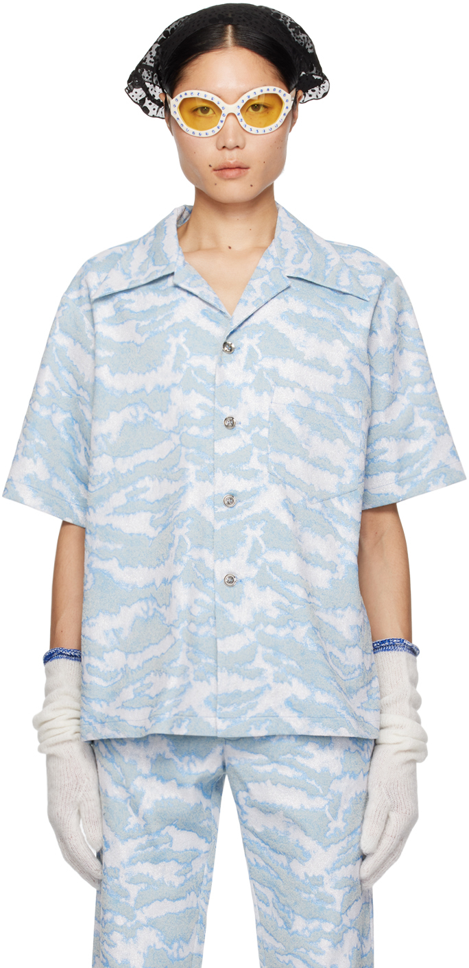 Anna Sui Ssense Exclusive Blue & White Shirt In Powder Blue
