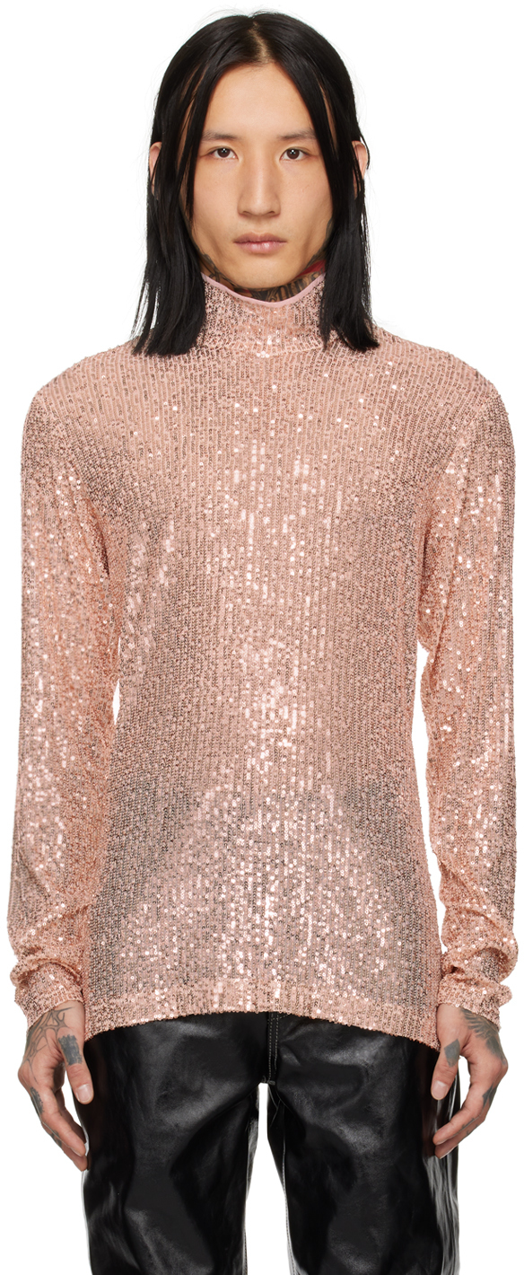 Anna Sui Ssense Exclusive Pink Turtleneck In Gold