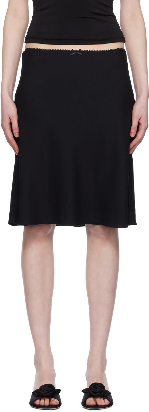 Black Paloma Midi Skirt by GUIZIO on Sale