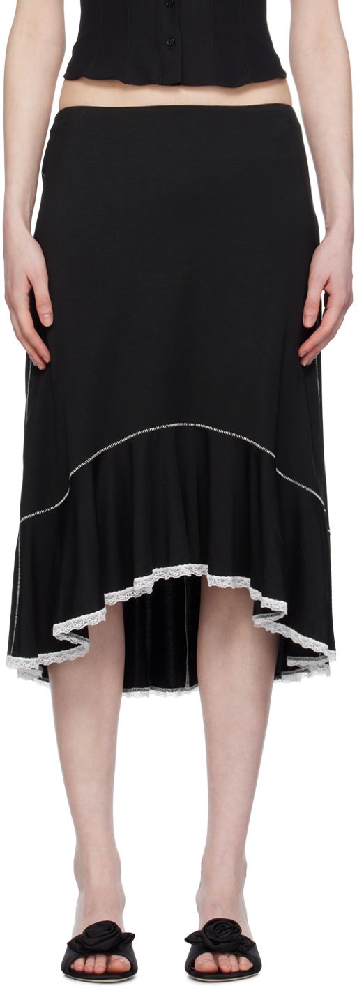 Black Dainty Midi Skirt