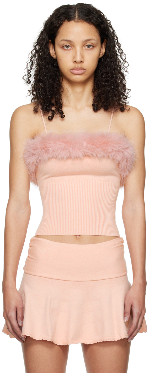 Guizio Pink Square Neck Camisole In Baby Pink