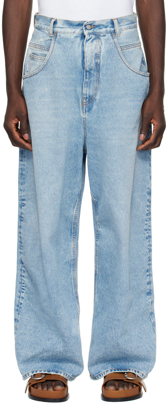 Shop Hed Mayner Blue Faded Jeans In 460-open Blue