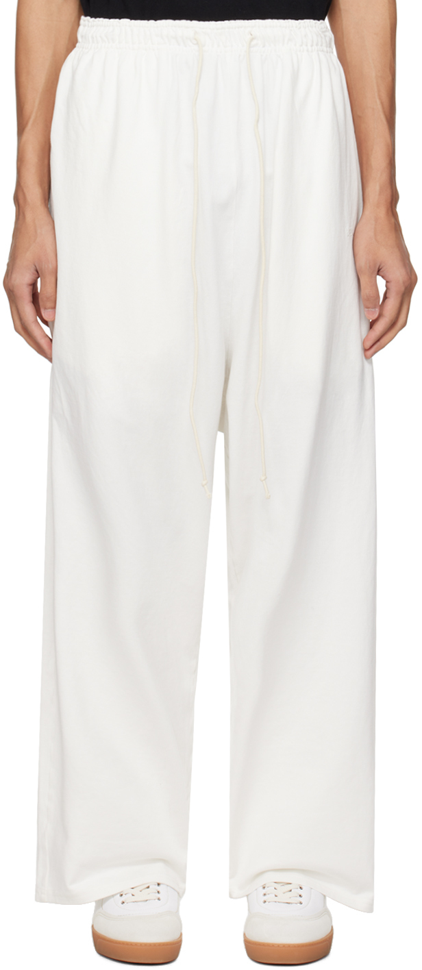 Hed Mayner White Embroidered Sweatpants In 101-natural