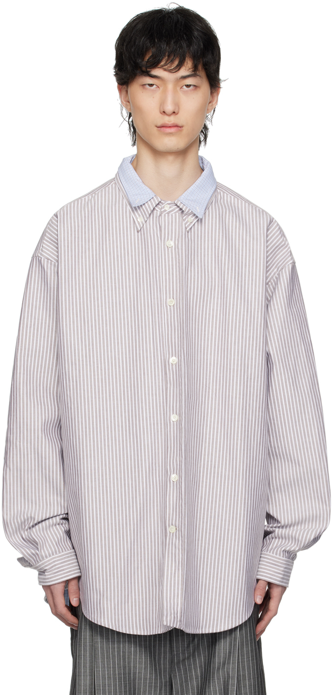 Shop Hed Mayner White & Purple Layered Shirt In 109-natural