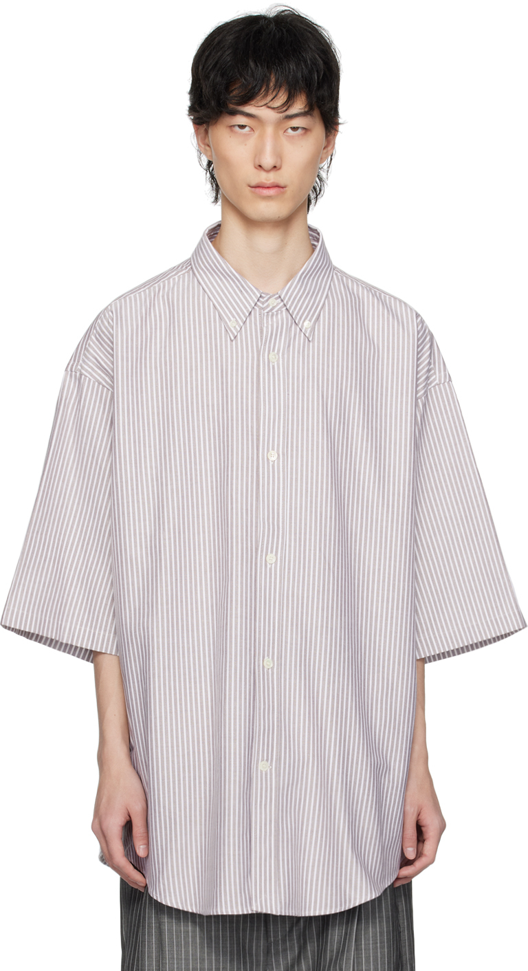 Shop Hed Mayner White & Purple Striped Shirt In 109-natural