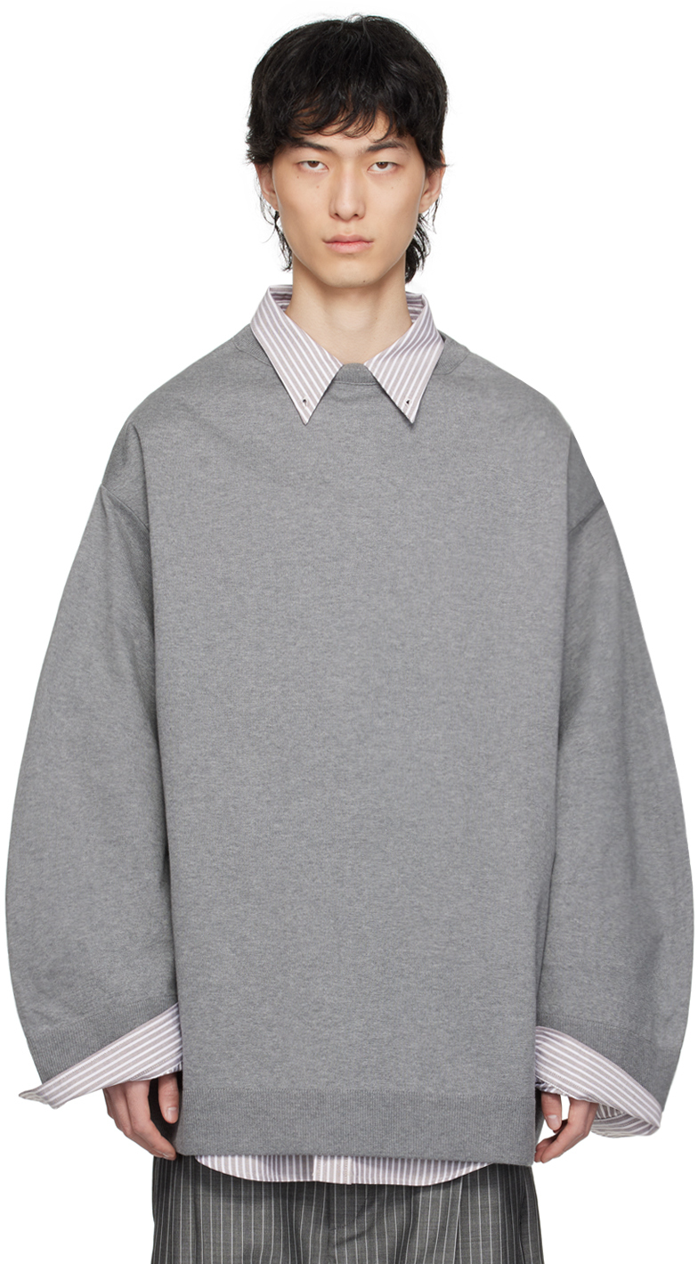 Shop Hed Mayner Gray Oversized Sweatshirt In 030-medium Grey