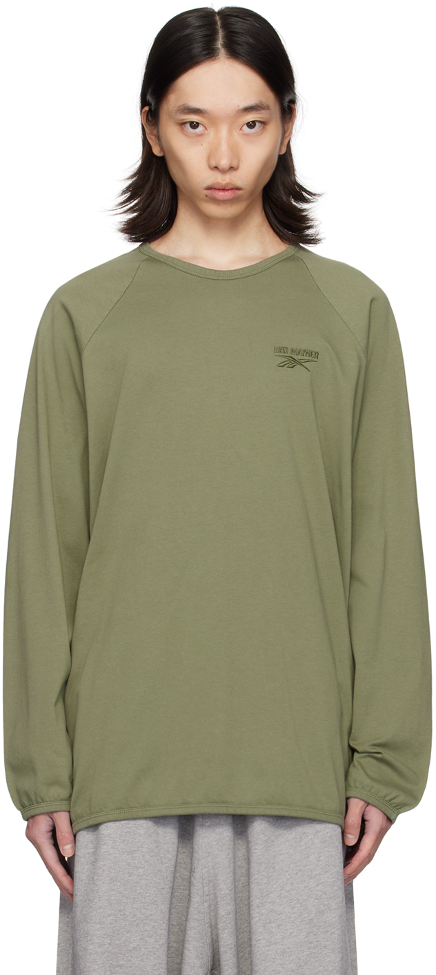 Shop Hed Mayner Green Reebok Edition Long Sleeve T-shirt