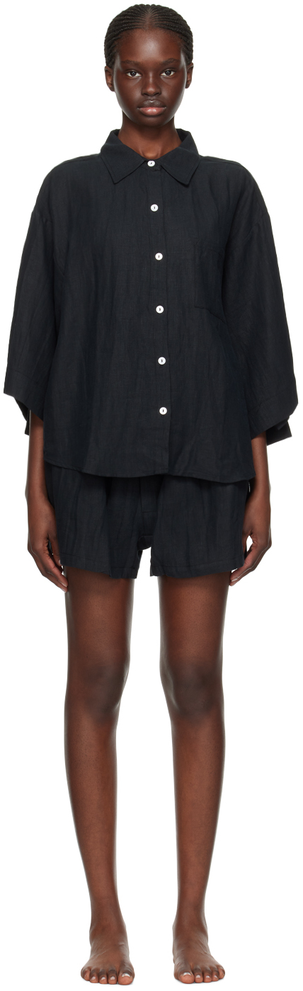 Shop Deiji Studios Black 'the 03' Pyjama Set In Deep Black