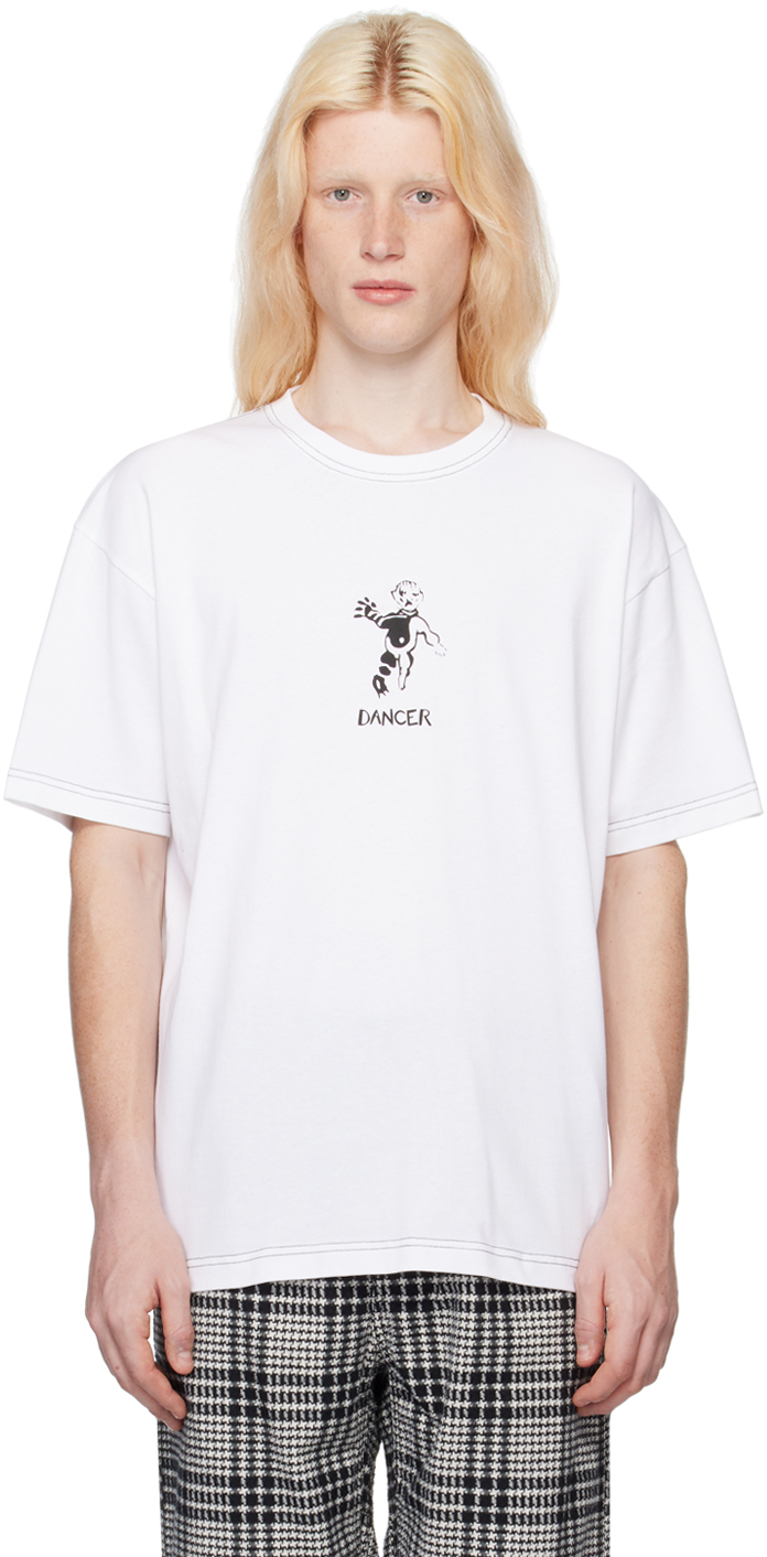 Dancer White Og T-shirt In White / Black Stitch