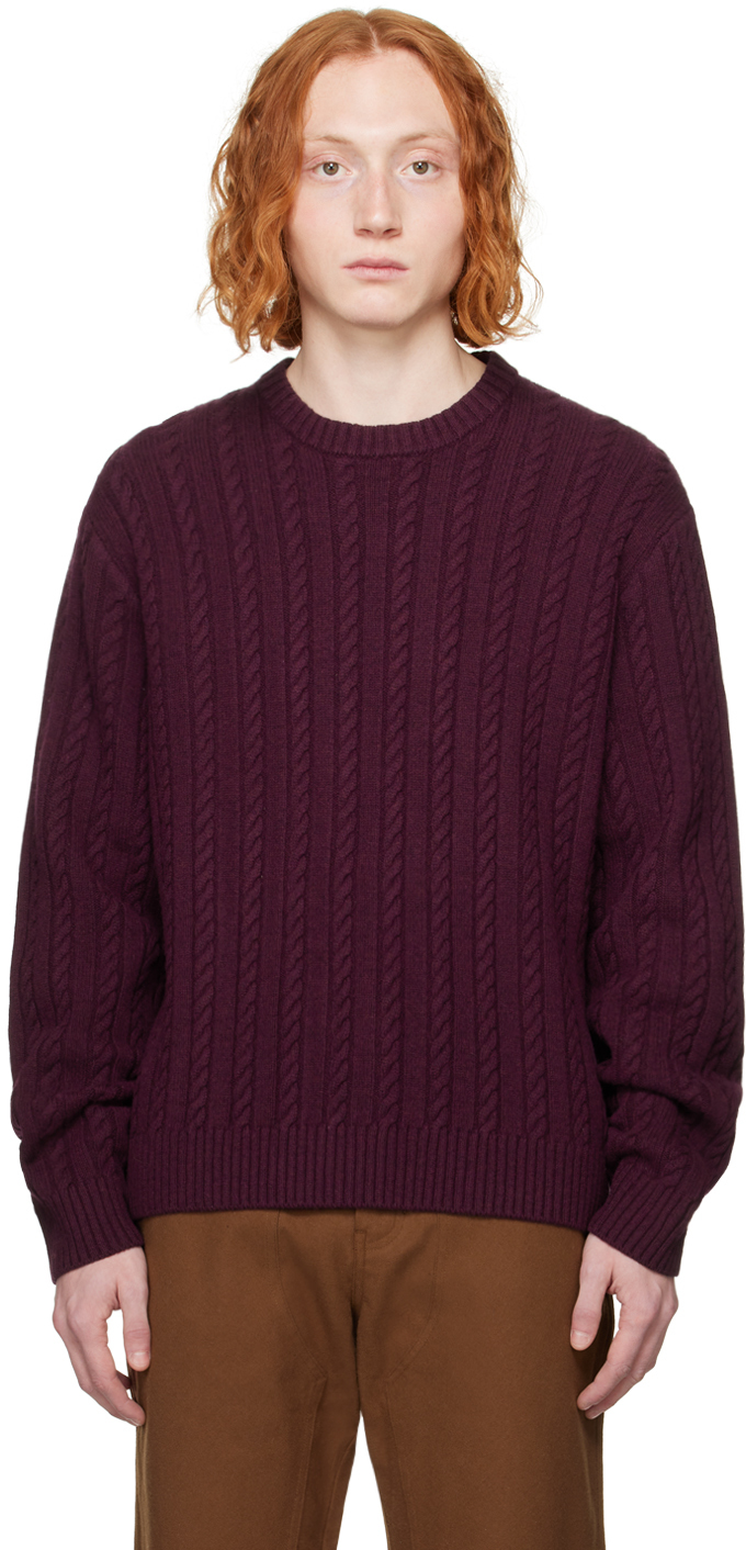 Saturdays Surf Nyc Nico Cable Knit Sweater In Chocolate Truffle