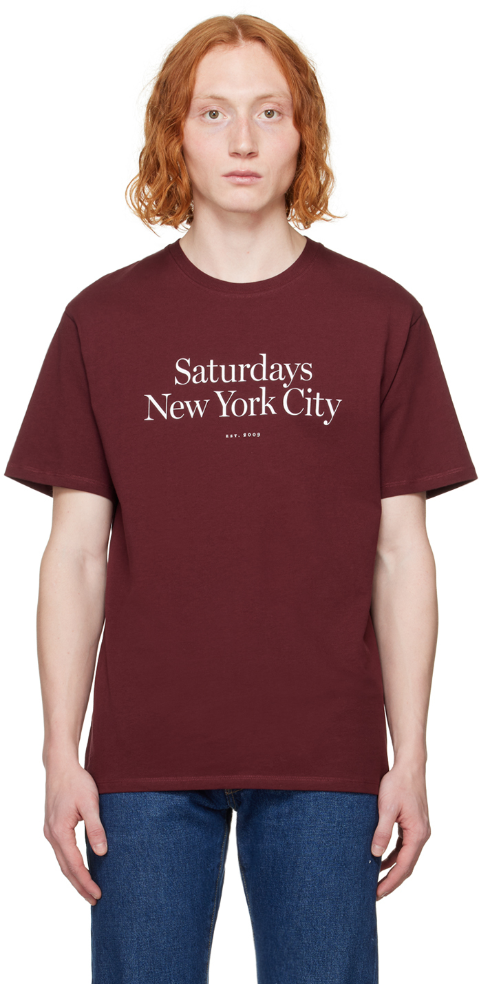Shop Saturdays Surf Nyc Burgundy Miller T-shirt In Chocolate Truffle