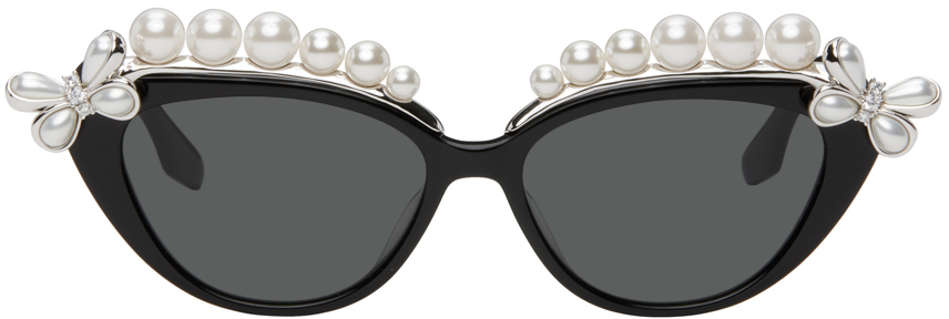 Shop Shushu-tong Black Yvmin Edition Pearl Eyebrow Sunglasses