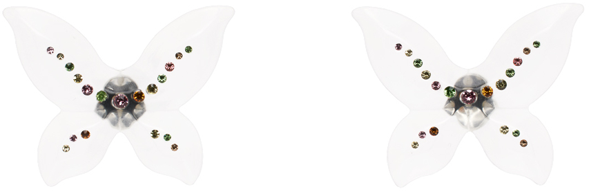 Shop Blumarine Transparent Farfalla Earrings In N0989 Trasparente