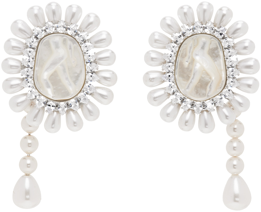 Shop Shushu-tong Silver & White Maiden Pearl Tassel Earrings