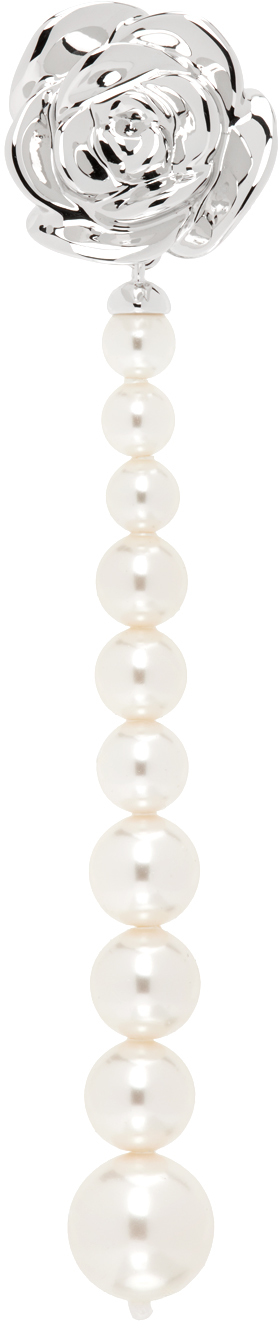 Shushu-tong Silver Yvmin Edition Pearl Chain Rose Single Earring In White