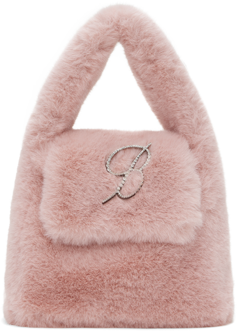 Blumarine Pink Rhinestone 'b' Monogram Pin Bag In Brown
