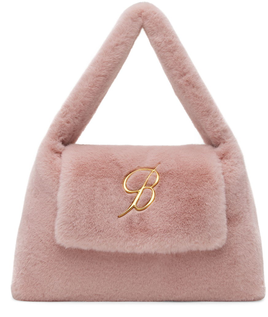 Blumarine Pink Large-size Flap & Logo Bag In Gold
