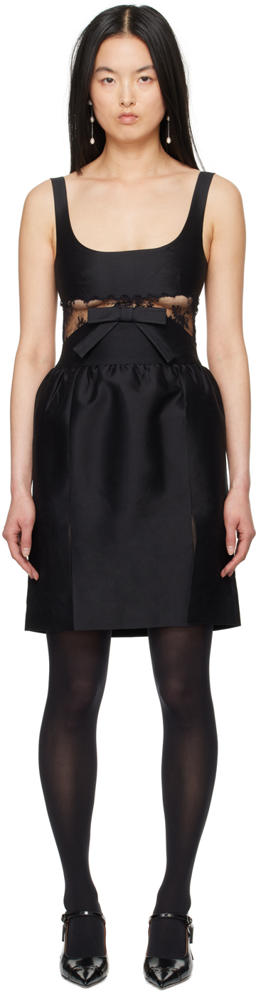 Shop Shushu-tong Black Lace Splicing Minidress In Ba100 Black