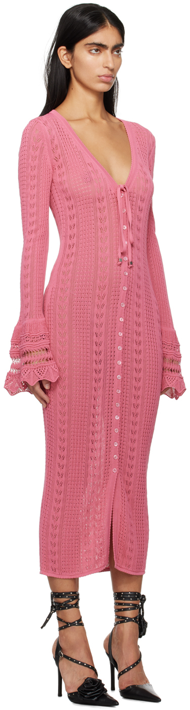 Blumarine Pink Button Midi Dress In N0729 Bubblegum