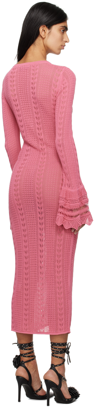 Blumarine Pink Button Midi Dress In N0729 Bubblegum
