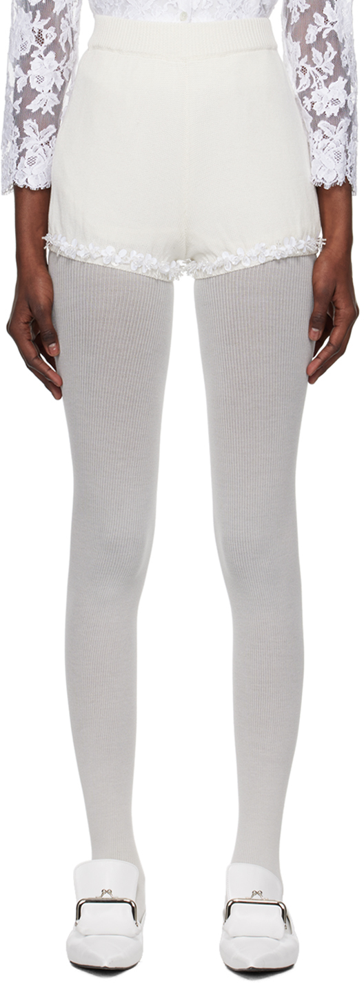 Shushu-tong Off-white Beaded Shorts In Wh100 White