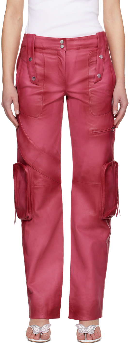 Pink Spiral Leather Cargo Pants