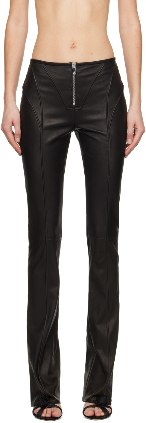 Black Paneled Leather Pants
