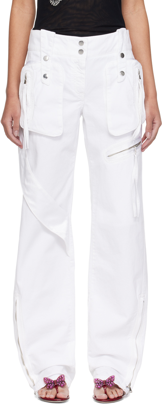 Shop Blumarine Ssense Exclusive White Denim Cargo Pants In D0100 Ottico