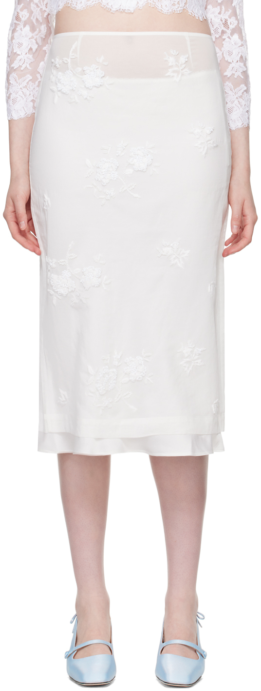 Shop Shushu-tong White Floral Midi Skirt In Wh100 White