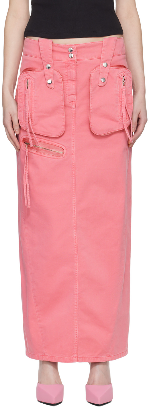 Blumarine Pink Embroidered Maxi Skirt In D0729 Bubblegum
