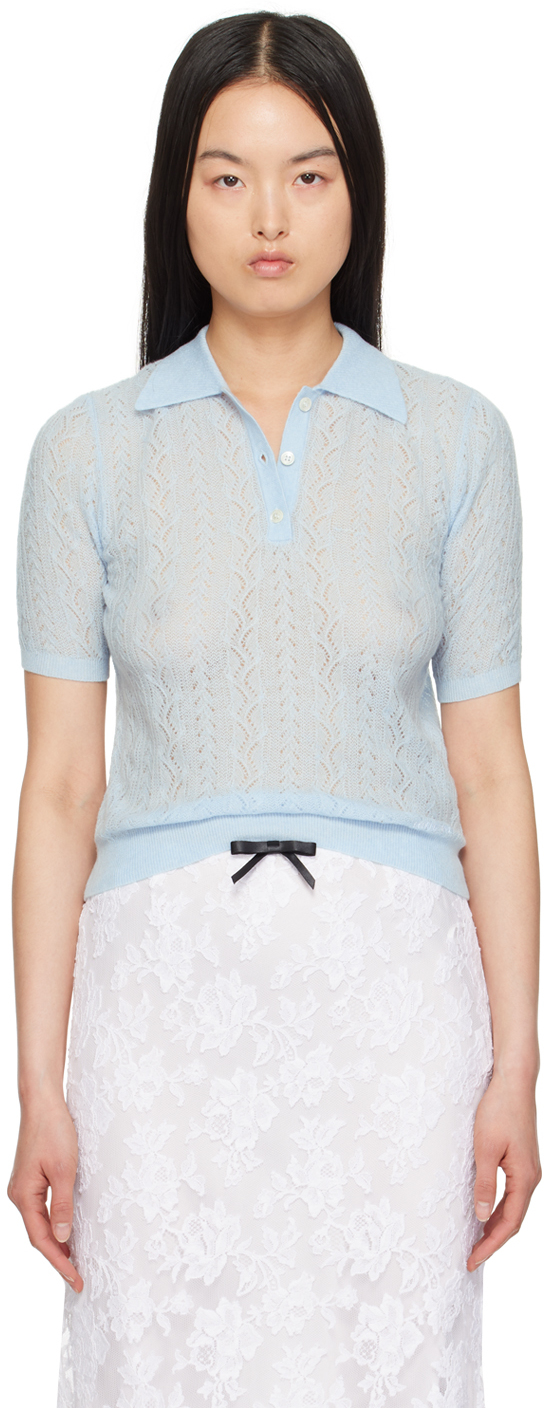 Shop Shushu-tong Blue Embroidered Polo In Bu100 Blue