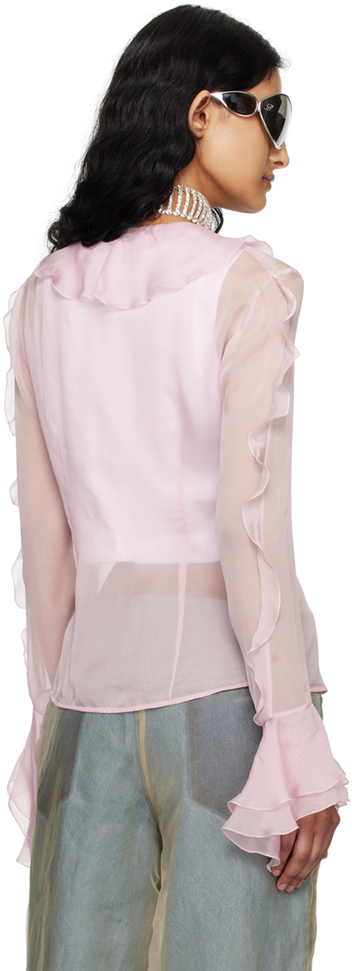 Blumarine Pink Ruffle Blouse In N0114 Pink