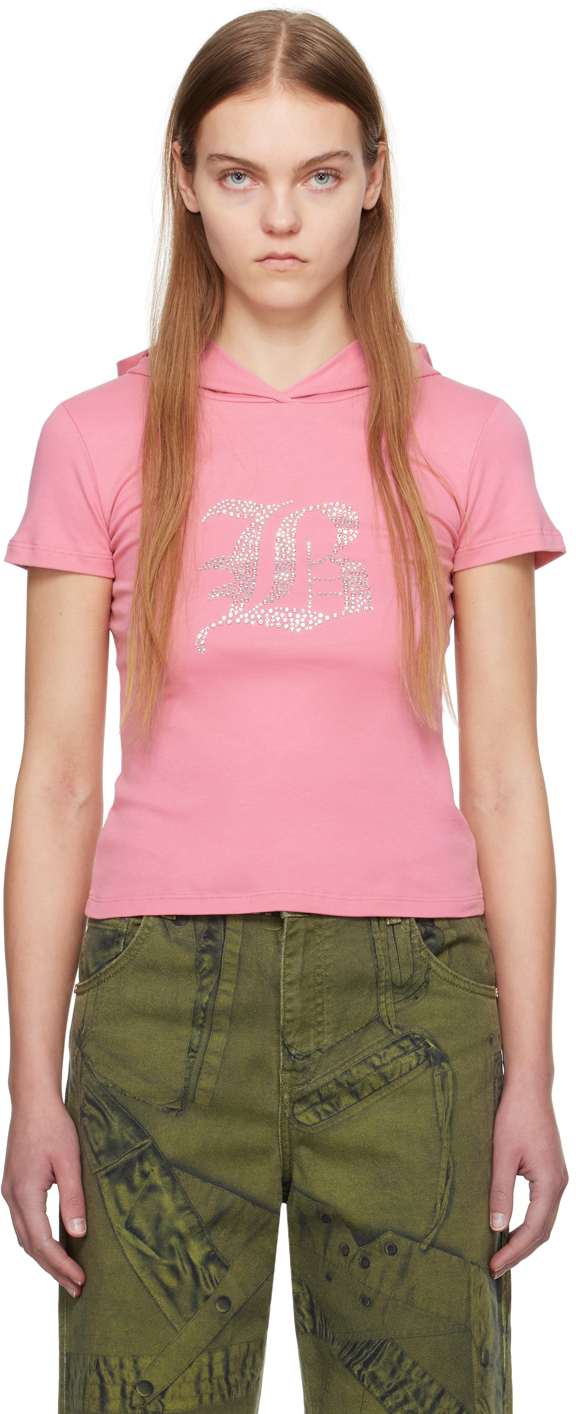 Blumarine Pink Hooded T-shirt In N0729 Bubblegum
