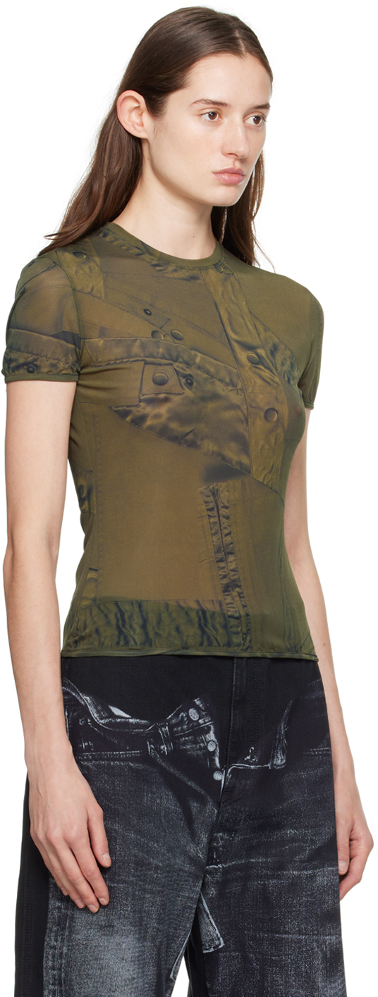 BLUMARINE GREEN PRINTED T-SHIRT