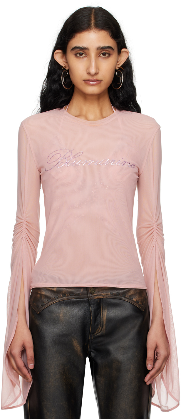 Pink Crystal-Cut Long Sleeve T-Shirt