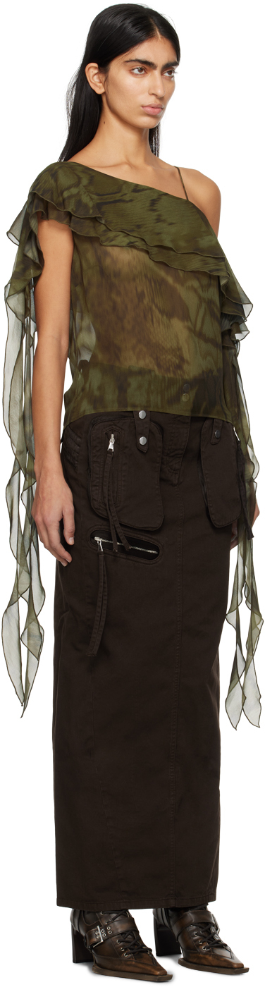 BLUMARINE GREEN ASYMMETRIC BLOUSE