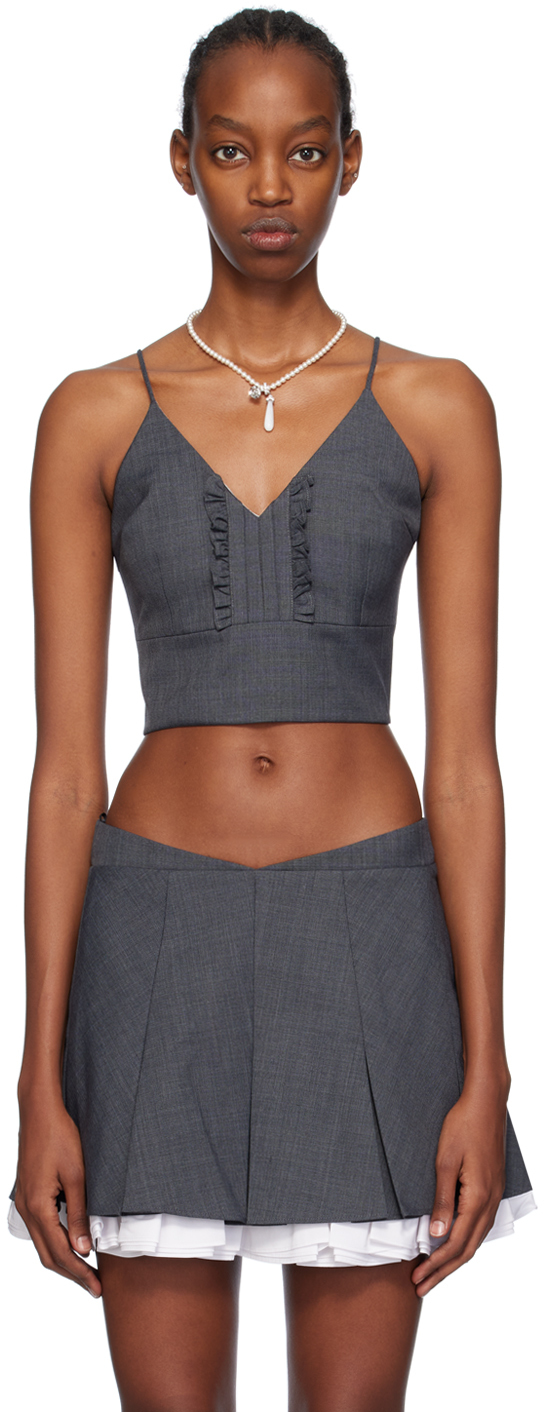 SHUSHU/TONG: Gray V-Neck Camisole