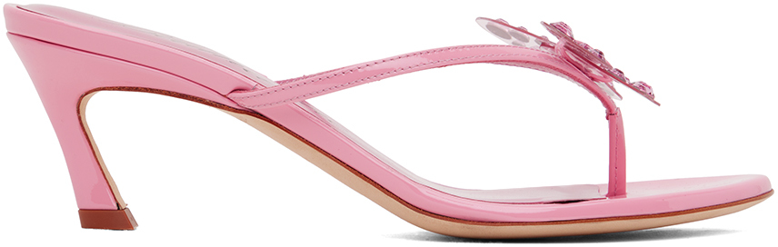 Blumarine Pink Butterfly 119 Heeled Sandals In Gum