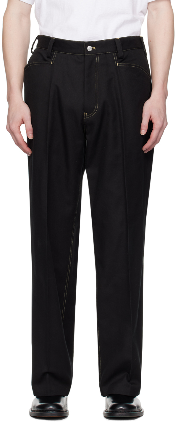Second / Layer Black Angel Trousers In Black Contrast