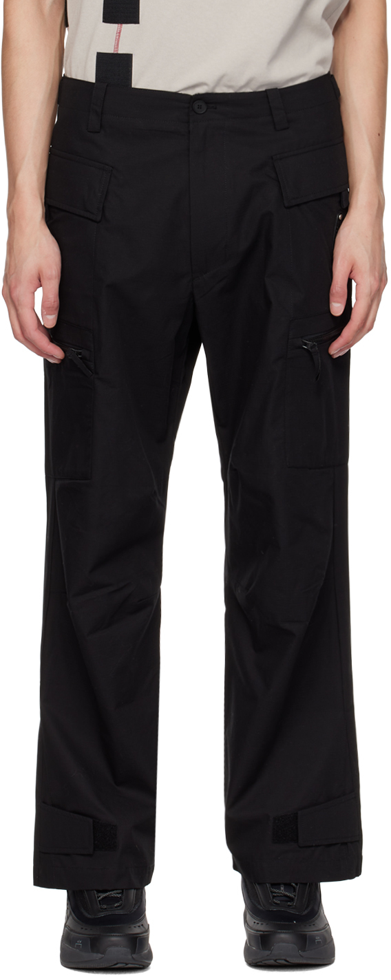 A-cold-wall* Black Zip Cargo Trousers In Onyx