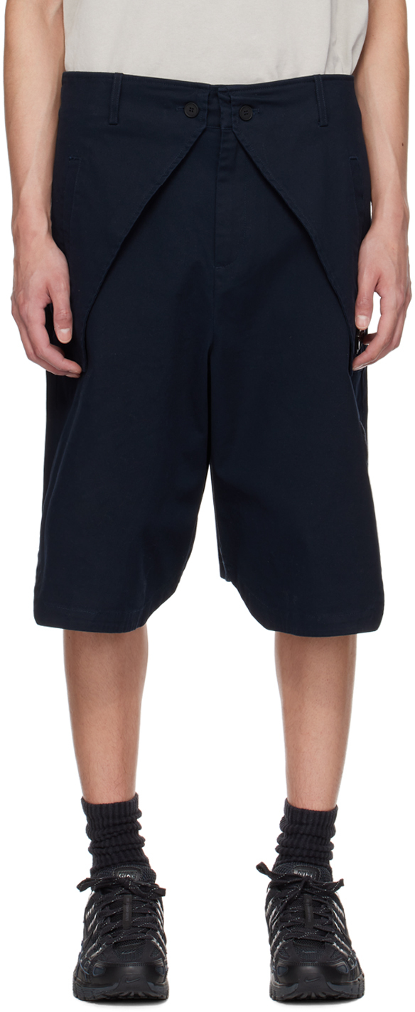 Shop A-cold-wall* Navy Overlay Shorts