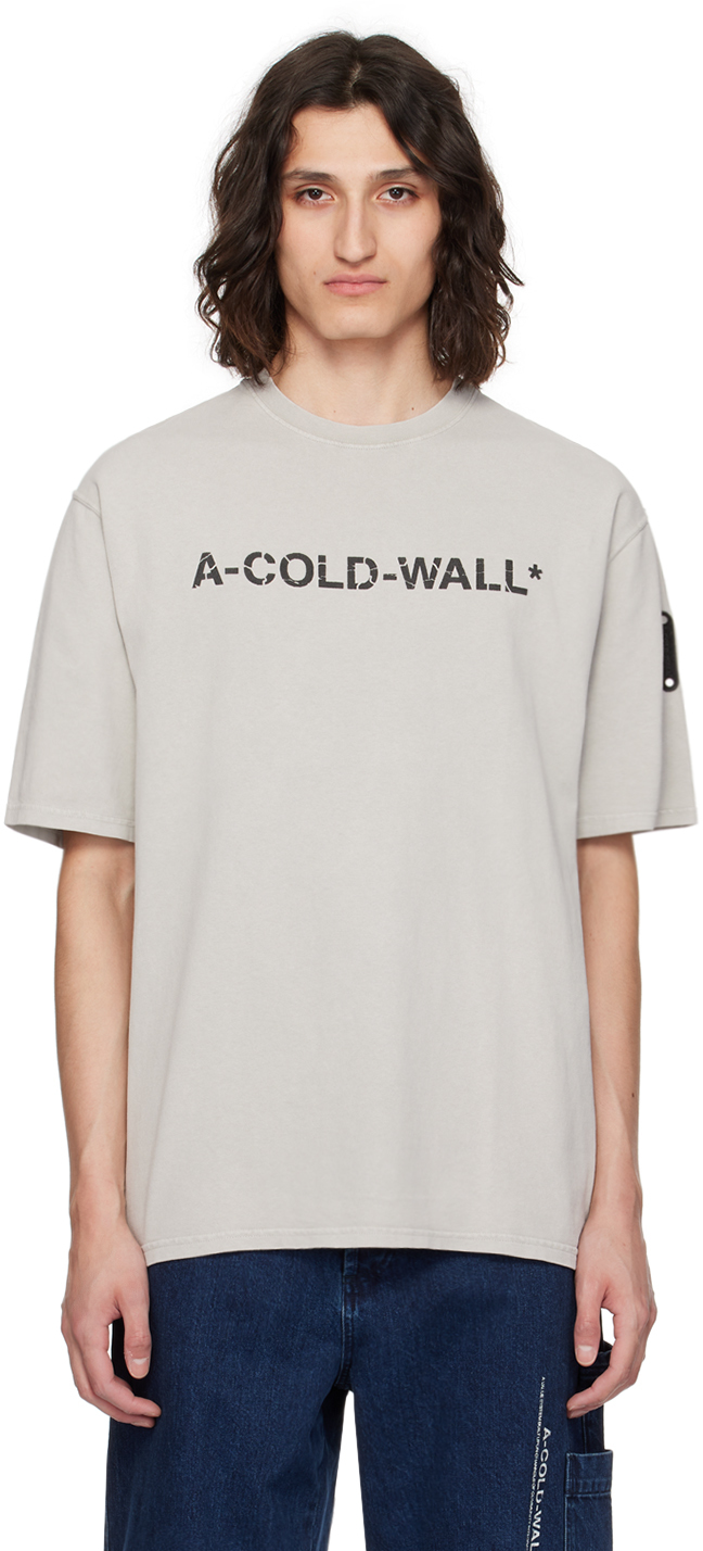 A-cold-wall* Overdye Logo-print T-shirt In Grey