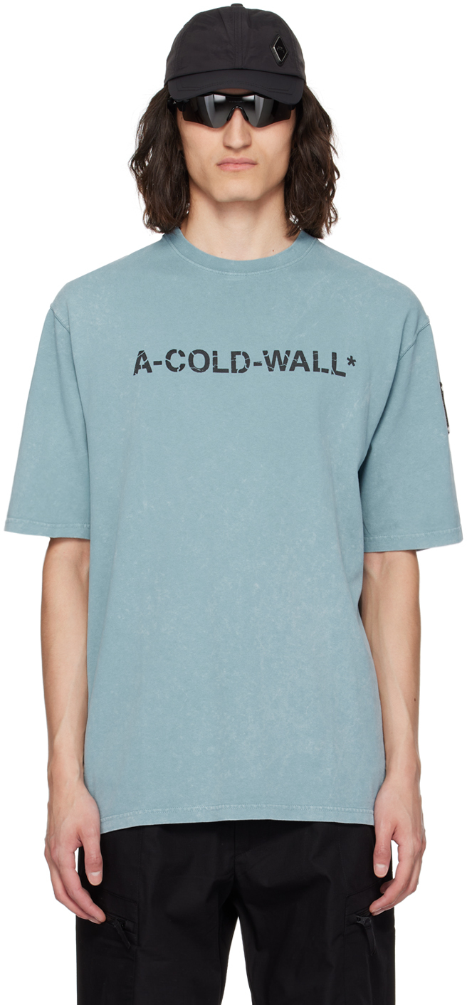 A-cold-wall* Blue Overdye T-shirt In Faded Teal