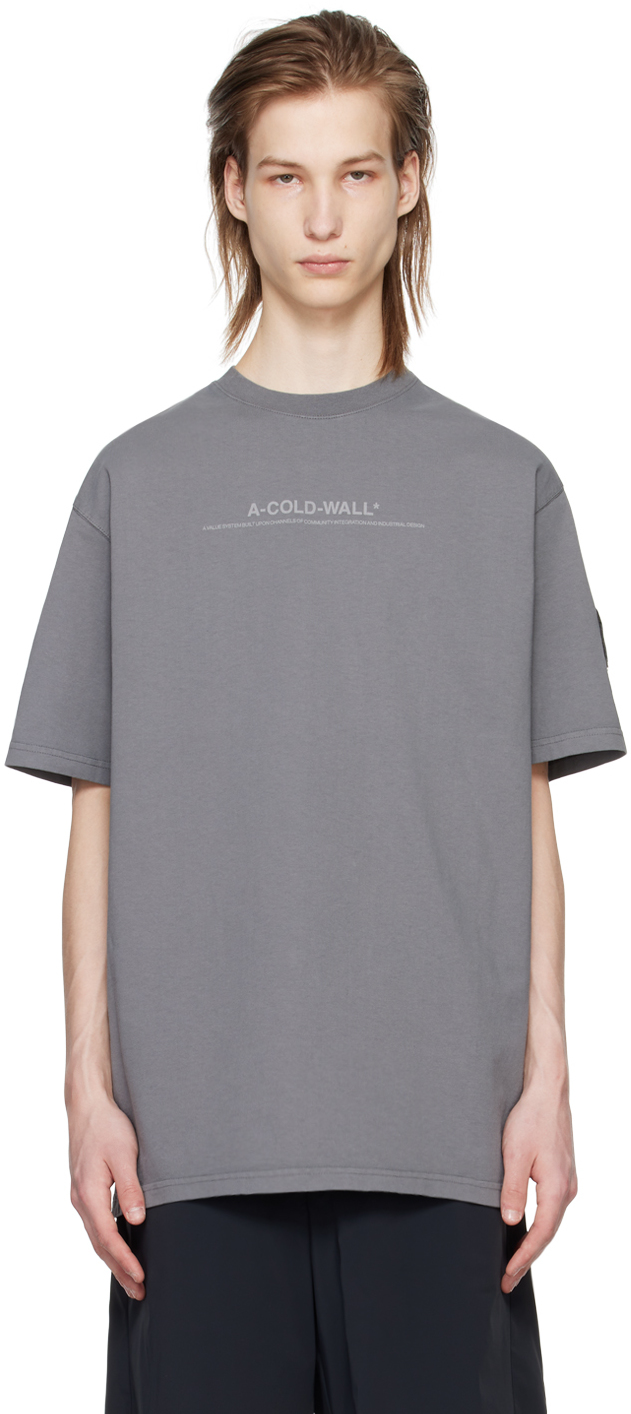 Shop A-cold-wall* Gray Discourse T-shirt In Slate