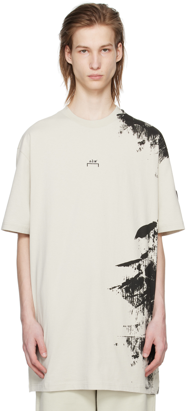 Shop A-cold-wall* Off-white Brushstroke T-shirt In Bone
